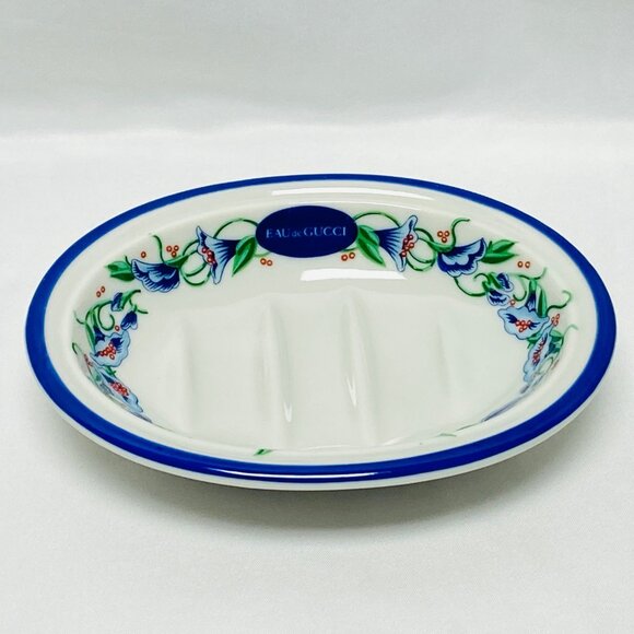 Eau de Gucci Oval Porcelain Soap Dish Floral by Woodmere China Japan - Picture 1 of 9